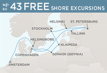 Regent Seven Seas Cruises Voyager 2014 Map COPENHAGEN TO AMSTERDAM