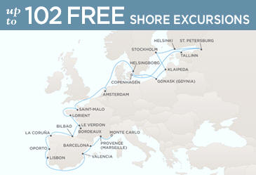 Cruises Around The World Regent World Cruises Voyager 2026 Map COPENHAGEN TO MONTE CARLO