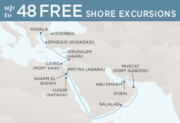 Cruises Around The World Regent World Cruises Voyager 2026 Map ISTANBUL TO DUBAI