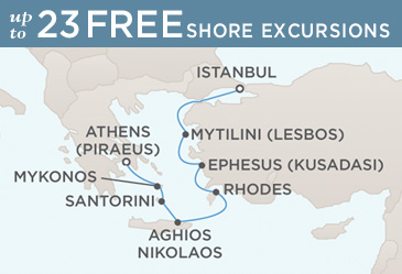 Cruises Around The World Regent Seven Seas Mariner 2026 World Cruise Map ISTANBUL TO ATHENS (PIRAEUS)