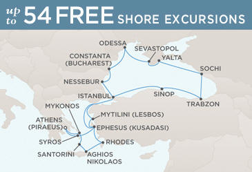 Regent Seven Seas Mariner 2014 World Cruise Map ATHENS (PIRAEUS) TO ATHENS (PIRAEUS)