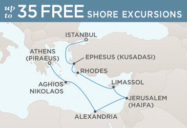 Cruises Around The World Regent Seven Seas Mariner 2026 World Cruise Map ATHENS (PIRAEUS) TO ISTANBUL