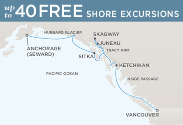Regent Seven Seas Cruises Navigator 2014 Map ANCHORAGE (SEWARD) TO VANCOUVER