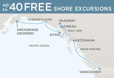 Regent Seven Seas Cruises Navigator 2014 Map ANCHORAGE (SEWARD) TO VANCOUVER