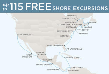 Cruises Around The World Regent World Cruises Navigator 2026 Map SAN FRANCISCO TO MONTRAL