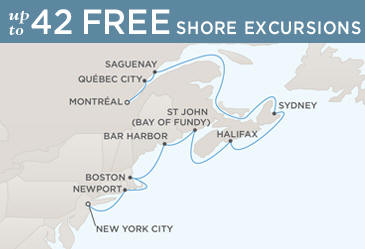 Regent Seven Seas Cruises Navigator 2014 Map MONTRAL TO NEW YORK CITY