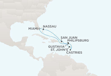 Route Map Regent Seven Seas Cruises Navigator RSSC 2013 January 7-17 2013 - 10 Days