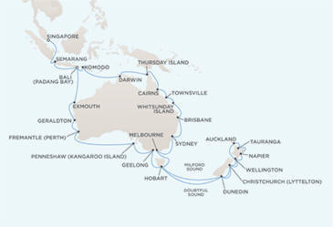 Route Map Regent Seven Seas Cruises Voyager RSSC