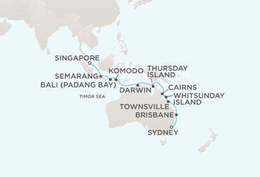 Route Map Regent Seven Seas Cruises Voyager RSSC January 24 February 11 2013 - 18 Days