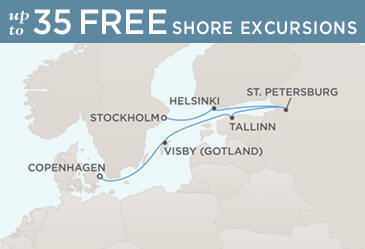 Route Map Regent Seven Seas Cruises Voyager RSSC August 14-21 2013 - 7 Days