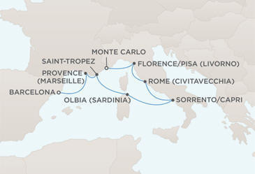 Croisire de Rve tout-inclus Map - Regent Seven Seas Croisires Mariner 2022