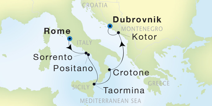 LUXURY CRUISES - Penthouse, Veranda, Balconies, Windows and Suites Seadream Yacht Club, Seadream 1 August 6-13 2022 Civitavecchia (Rome), Italy to Dubrovnik, Croatia