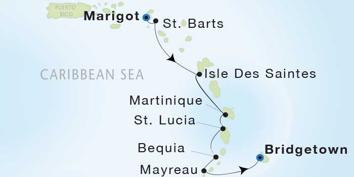 Cruises Around The World Seadream Yacht Club, Seadream 1 January 16-23 2025 Marigot, St. Martin to Bridgetown, Barbados