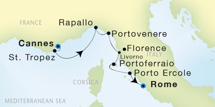 Cruises Around The World Seadream Yacht Club, Seadream 1 July 23-30 2025 Cannes, France to Civitavecchia (Rome), Italy