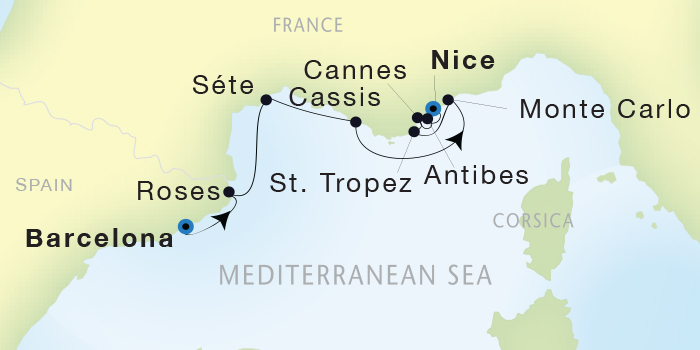 Cruises Around The World Seadream Yacht Club, Seadream 1 May 14-22 2025 Barcelona, Spain to Nice, France