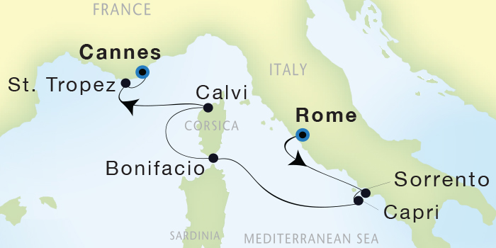 Seadream Yacht Club Cruise I October 22-29 2016 Civitavecchia (Rome), Italy to Cannes, France