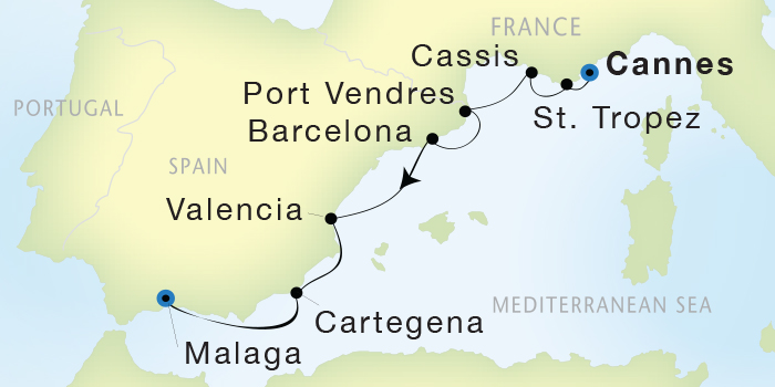 Seadream Yacht Club Cruise I October 29 November 5 2016 Cannes, France to Malaga, Spain