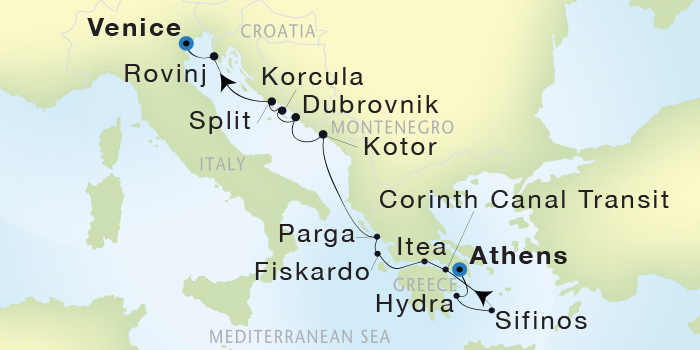 Cruises Around The World Seadream Yacht Club, Seadream 2 August 9-20 2025 Athens (Piraeus), Greece to Venice, Italy