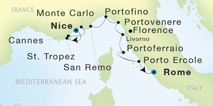 Cruises Around The World Seadream Yacht Club, Seadream 2 May 14-24 2025 Nice, France to Civitavecchia (Rome), Italy