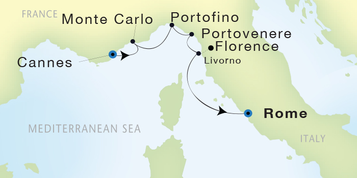 Cruises Around The World Seadream Yacht Club, Seadream 2 May 30 June 4 2025 Cannes, France to Civitavecchia (Rome), Italy