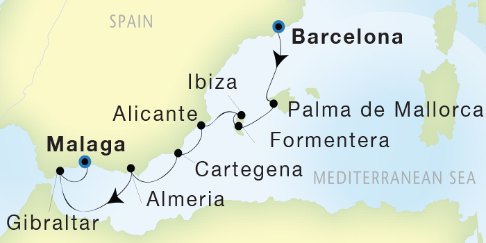 Cruises Around The World Seadream Yacht Club, Seadream 2 October 25 November 1 2025 Barcelona, Spain to Malaga, Spain