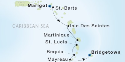 Seadream Yacht Club 1, January 14-21 2017 Marigot, Saint Martin to Bridgetown, Barbados 