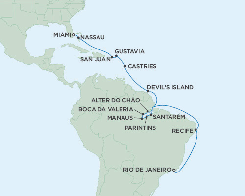 Cruises Around The World Seven Seas Mariner December 23 2024 January 13 2025 Rio de Janeiro, Brazil to Miami, Florida