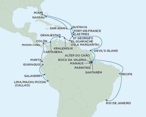 Cruises Around The World Seven Seas Mariner December 23 2024 January 31 2025 Rio de Janeiro, Brazil to Lima (Callao), Peru