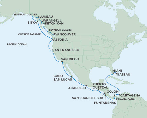 Cruises Around The World Seven Seas Mariner April 20 May 18 2025 Miami, Florida to Vancouver, British Columbia, Canada