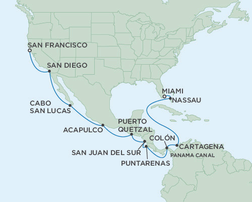 Cruises Around The World Seven Seas Mariner April 20 May 8 2025 Miami, Florida to San Francisco, California