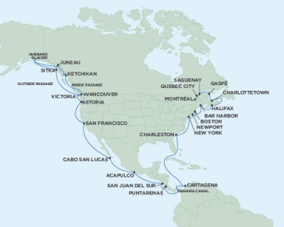 Cruises Around The World Seven Seas Mariner August 24 October 1 2025 Vancouver, British Columbia, Canada to Montreal, QC, Canada