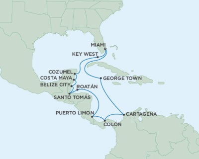 Cruises Around The World Seven Seas Mariner December 21 2025 January 4 2026 Miami, FL to Miami, FL