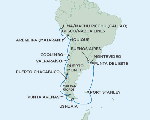 Cruises Around The World Seven Seas Mariner January 31 February 21 2025 Lima (Callao), Peru to Buenos Aires, Argentina