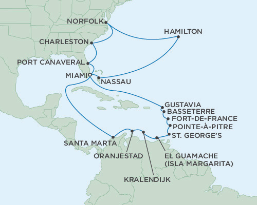 Cruises Around The World Seven Seas Mariner March 25 April 20 2025 Miami, Florida to Miami, Florida