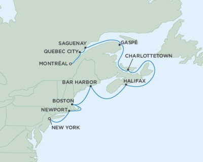 Cruises Around The World Seven Seas Mariner October 11-21 2025 New York (Manhattan), NY to Montreal, QC, Canada