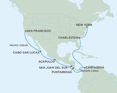 Cruises Around The World Seven Seas Mariner September 3-21 2025 San Francisco, CA to New York (Manhattan), NY