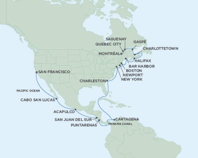 Cruises Around The World Seven Seas Mariner September 3 October 1 2025 San Francisco, CA to Montreal, QC, Canada