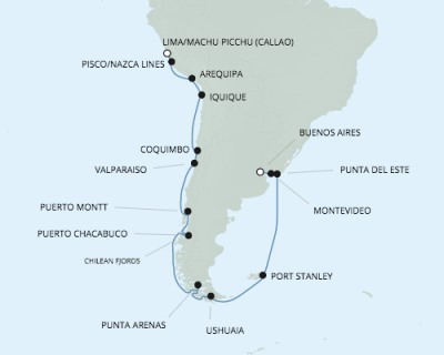 Cruises Around The World Seven Seas Mariner - RSSC February 4-25 2026 Cruises Callao, Peru to Buenos Aires, Argentina