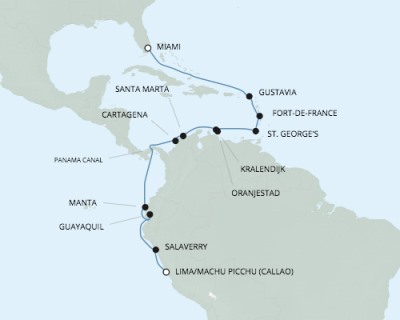 Cruises Around The World Seven Seas Mariner - RSSC January 17 February 4 2026 Cruises Miami, FL, United States to Callao, Peru