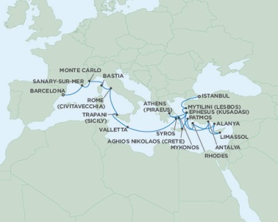 Cruises Around The World Seven Seas Navigator August 16 September 5 2025 Barcelona, Spain to Istanbul, Turkey