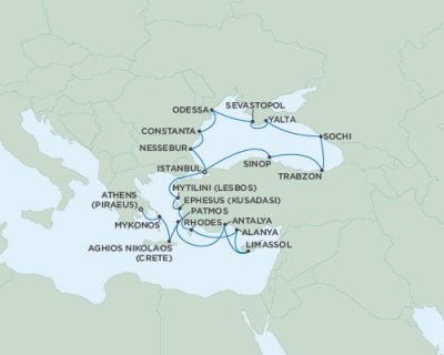 Cruises Around The World Seven Seas Navigator August 26 September 15 2025 Athens (Piraeus), Greece to Istanbul, Turkey