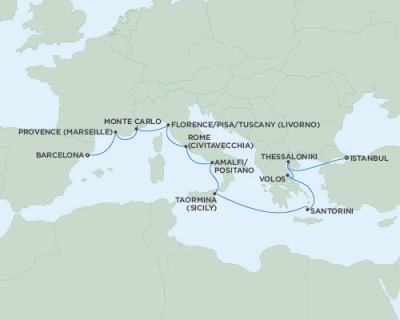 Cruises Around The World Seven Seas Navigator July 13-25 2025 Barcelona, Spain to Istanbul, Turkey