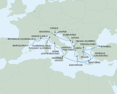 Cruises Around The World Seven Seas Navigator July 13 August 6 2025 Barcelona, Spain to Venice, Italy
