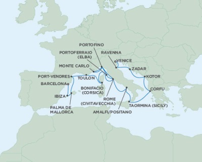 Cruises Around The World Seven Seas Navigator June 25 July 13 2025 Venice, Italy to Barcelona, Spain