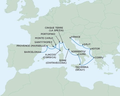 Cruises Around The World Seven Seas Navigator May 13-27 2025 Barcelona, Spain to Venice, Italy