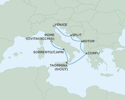 Cruises Around The World Seven Seas Navigator May 20-27 2025 Rome (Civitavecchia), Italy to Venice, Italy