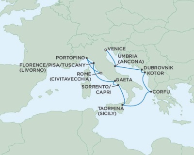 Cruises Around The World Seven Seas Navigator October 3-13 2025 Venice, Italy to Rome (Civitavecchia), Italy