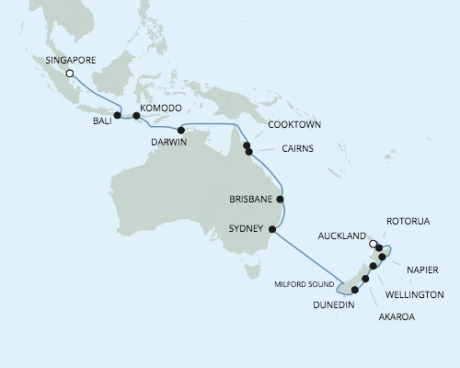 LUXURY CRUISES FOR LESS Seven Seas Navigator - RSSC February 19 March 16 2020 Cruises Auckland, New Zealand to Singapore, Singapore