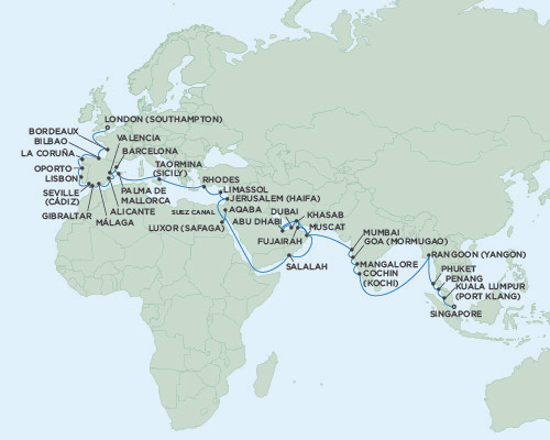 Cruises Around The World Seven Seas Voyager April 12 June 6 2025 Singapore to London (Southampton), England