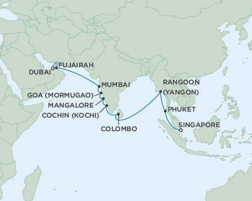 Cruises Around The World Seven Seas Voyager December 2-22 2025 Dubai, United Arab Emirates to Singapore